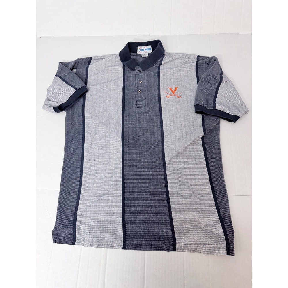 College Classics University of Virginia UVA Cavaliers Striped Polo Shirt Mens L